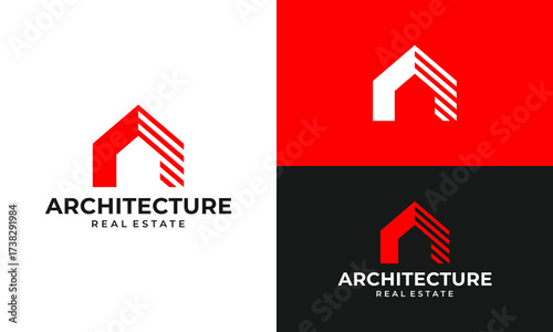 Modern house logo design. Abstract home design with line style graphic icon symbol