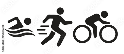 Triathlon swimming running bike simple sports icons