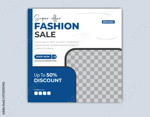 sale social media post template banner with photo collage. Usable for social media, banner and web internet ads. Flat design vector