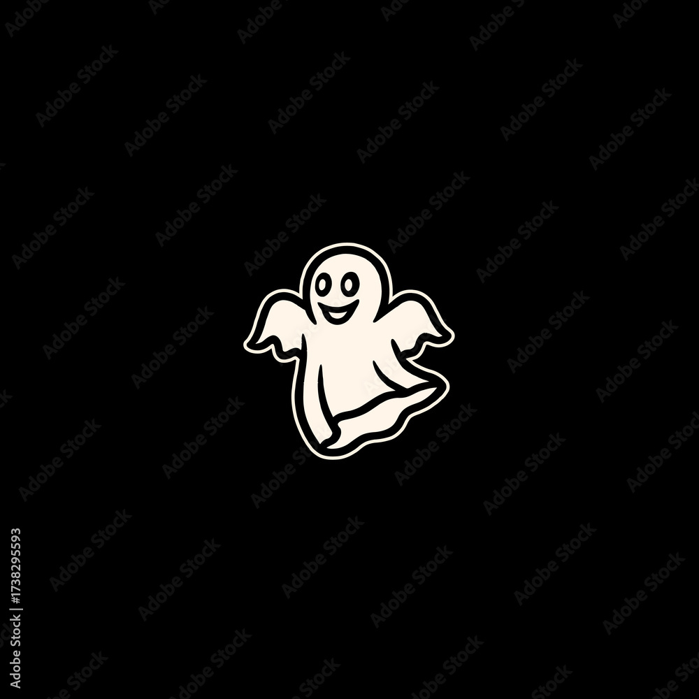 Obraz premium Whimsical Cartoon Ghost with Smiling Face and Waving Arms.