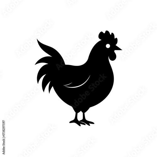 Silhouette of a chicken standing upright on transparent background