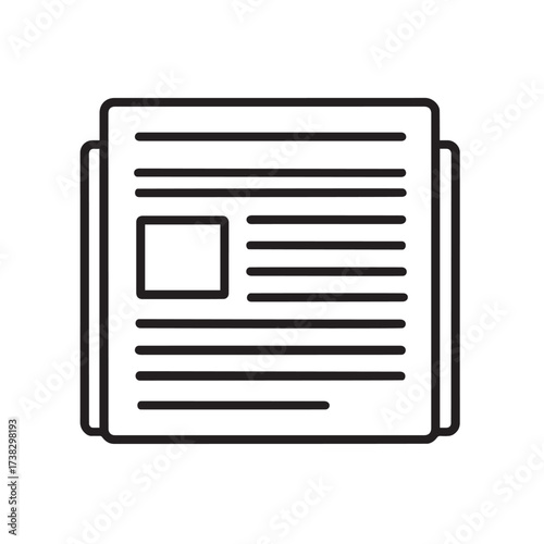 Simple Newspaper Icon with Text and Image Placeholder