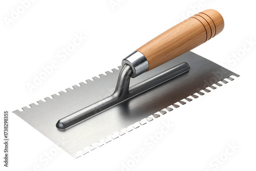 Professional trowel blade with cement mortar mix ready for construction and tiling projects