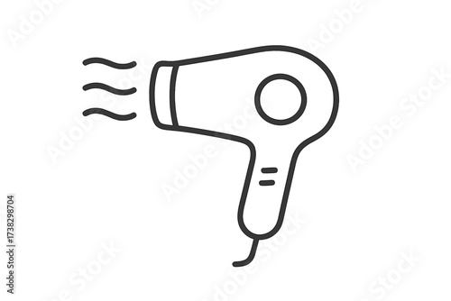 Hair dryer thin line icon, blow dryer symbol. Hairdressing and styling tool. Beauty salon equipment. Hot air appliance pictogram for web, app design. Vector illustration.