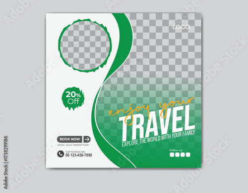 Modern Travel Agency Banner Design for Social Media