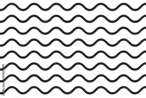 Simple wavy line seamless pattern. Vector abstract background with endless waves. Minimalist geometric monochrome texture. Modern repetitive curve or ripple line art design.