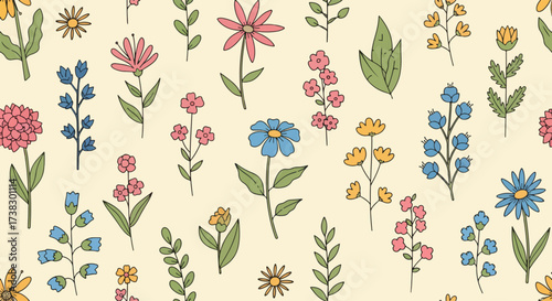 Seamless pattern floral background. Seamless decoration pattern floral background, Seamless pattern from spring flowers.
