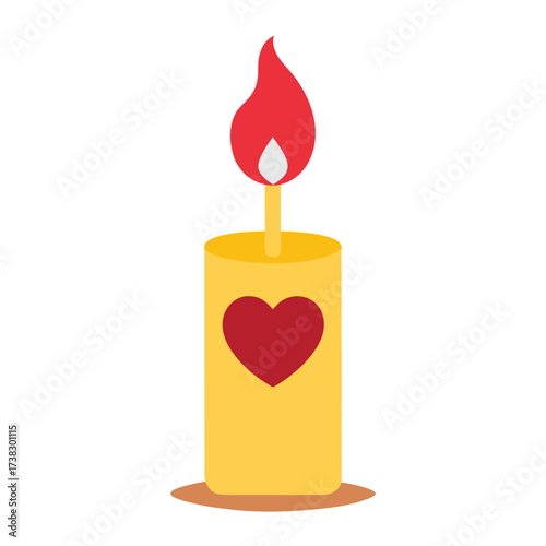 Candle with Heart Decoration Cartoon Vector