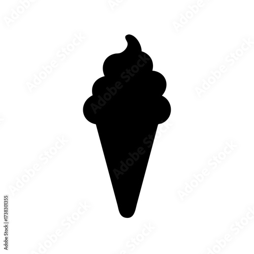 Simple black silhouette of a delicious ice cream cone, perfect for summer