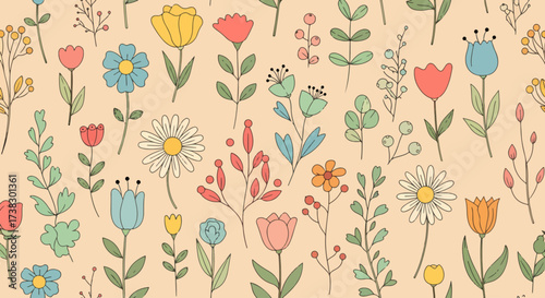 Seamless pattern floral background. Seamless decoration pattern floral background, Seamless pattern from spring flowers.
