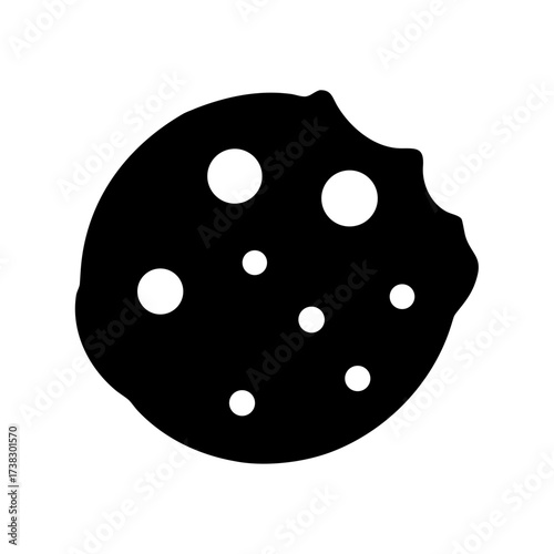 Black and White Cookie Icon with Bite Taken Out of It