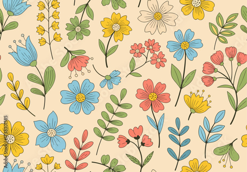 Colorful floral background. Colorful background with different flowers

