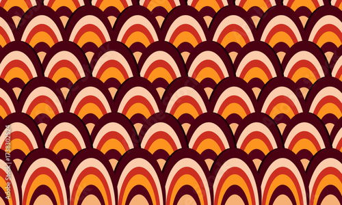 Abstract graphic horizontal background of arcs in autumn colors