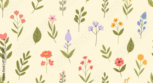 Floral seamless pattern for your design, vector illustration.