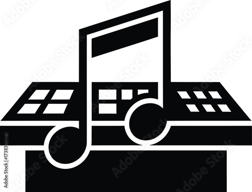 Minimalist music keyboard with music note icon for creative designs