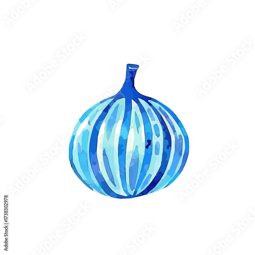 Vector illustration set, eps format, My Watercolor illustration, flat sliced blue onion  painting isolated on a white background, EPS painting design