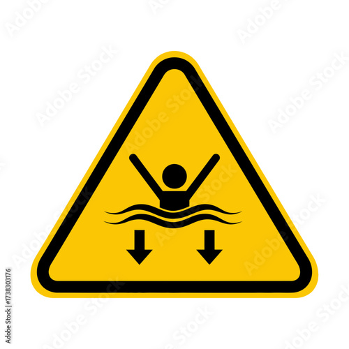 Drowning Hazard Sign – Yellow Triangle Water Safety Warning Icon