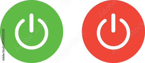 Power Button Icon Set. Green On and Red Off Control Symbols Vector

