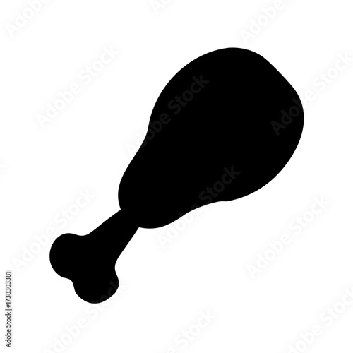 Simple black and white illustration of a delicious fried chicken leg
