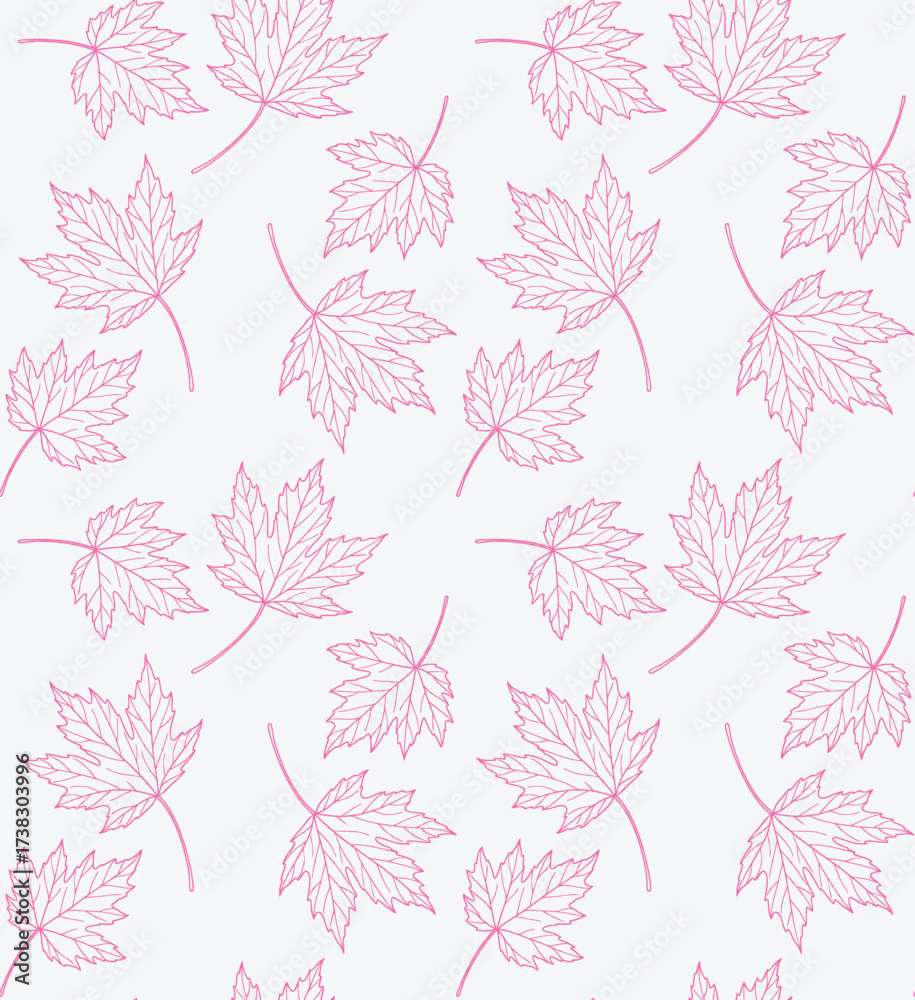 Fototapeta premium Pink leaf seamless vector pattern decorative background