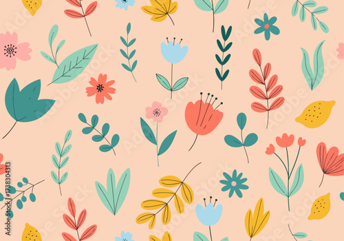 Floral seamless pattern for your design, vector illustration.