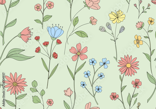 Abstract floral background, summer theme seamless pattern, wallpaper, summer texture, wrapping with flowers, spring and summer theme for your design