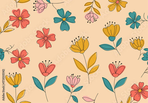 Vintage Flowers decoration. Decoration of flowers natural background illustration