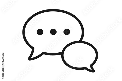 Speech bubble chat icon for communication and dialogue. Vector graphic for messaging apps, comments, forums, and social media. Talking, thinking, or typing concept illustration.