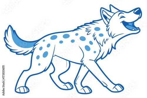 Smiling Cartoon Dog with Spotted Pattern on White Background