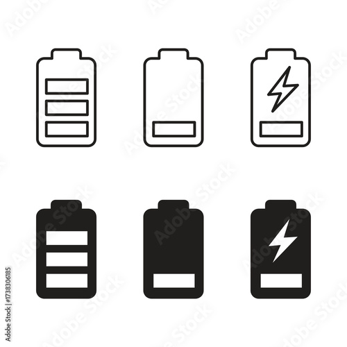 Battery icon set vector illustration, battery charging sign and symbol, battery charge level. on white background..eps