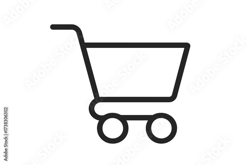 Shopping cart icon vector line symbol for e-commerce, online store, and retail. Minimalist basket pictogram for web design, app, UI, and checkout button. Buy, purchase, order concept.