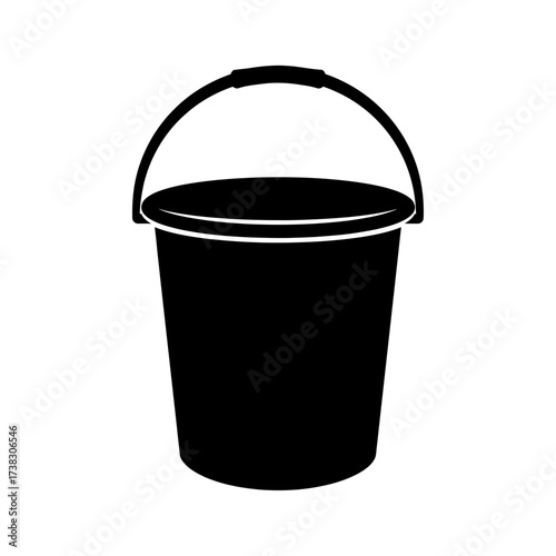 Bucket Icon – Simple Black Water Container Silhouette