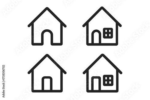 Home icon set. House symbol collection for website design, logo, app, UI, UX. Real estate, property pictogram. Linear outline style vector graphic. Simple building sign for main page.