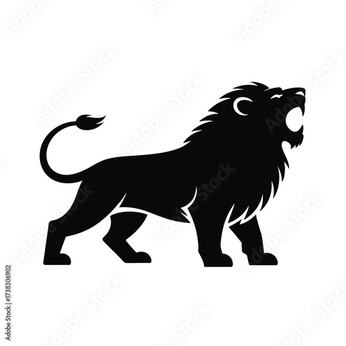 Majestic lion silhouette roaring with fierce intensity and power