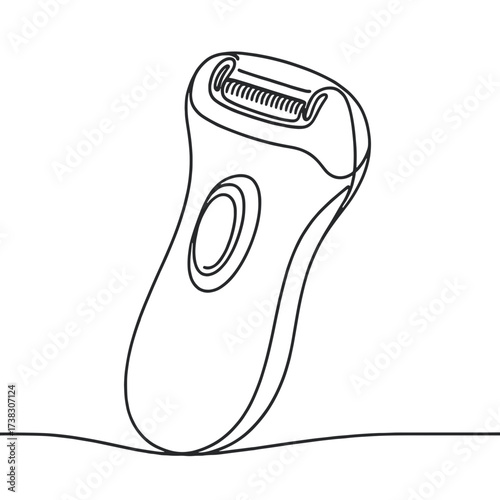 Electric epilator outline drawing, vector, black line drawing, minimalistic, single line, simple line, isolated, transparent background