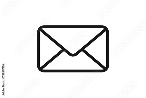 Mail icon vector in a simple flat line style. Black outline envelope symbol for website design, app, logo, UI. Isolated illustration for email, message, or contact concepts.