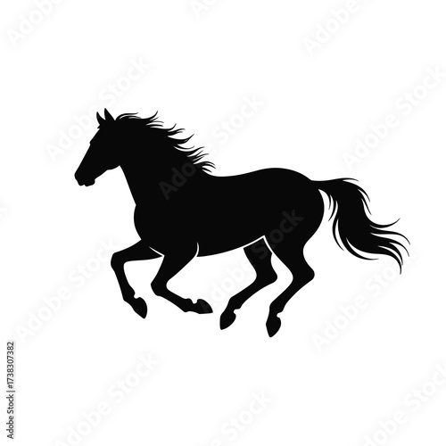 Dynamic silhouette of a galloping horse in motion
