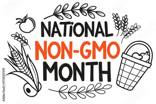 NATIONAL NON-GMO MONTH vector illustration