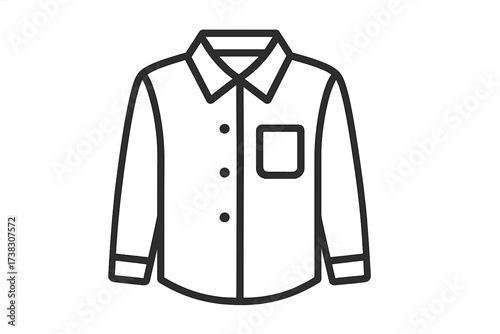 Shirt line icon. Long sleeve dress shirt, button down formal wear symbol. Outline vector for web design, logo, app, UI, UX. Menswear, business clothes, fashion pictogram.