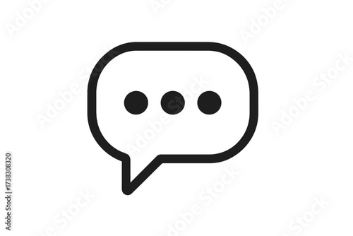 Speech bubble icon, symbol for chat, message, and comments. Typing or thinking concept with three dots. Flat line style vector illustration for web, app, UI, logo design.