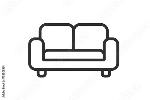 Sofa couch line icon. Furniture for living room. Home interior design symbol. Lounge and relaxation concept. Loveseat pictogram for web design, app, logo, UI. Vector graphic.