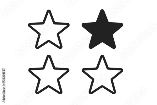 Star icon vector set. Rating, favorite, and review symbols for web design. Five stars logo for app UI. Quality feedback, bookmark, and achievement mark. Flat outline graphic.