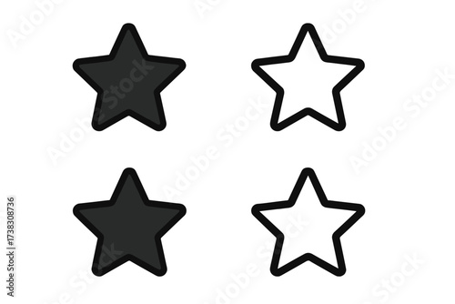 Vector star icon set for rating or favorite symbol. Flat outline style for web design, logo, app, UI. Quality review, customer feedback, and achievement concepts isolated.