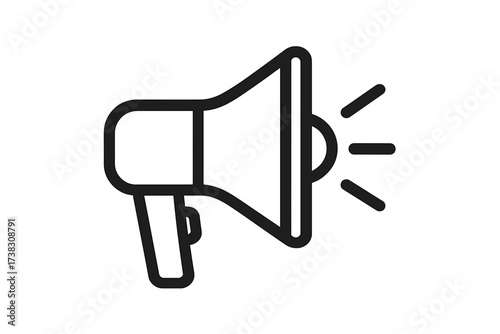Megaphone line icon. Loudspeaker symbol for marketing, promotion, announcement, and alert. Flat vector illustration for web design, logo, app, UI. Isolated on white background.