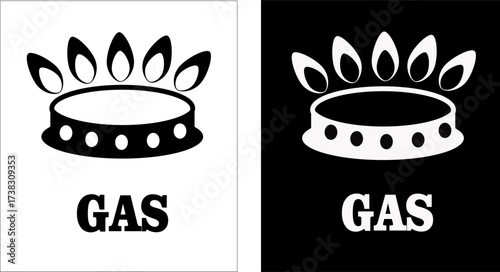 Gas Cooking Hob Stove Icon Symbols.
