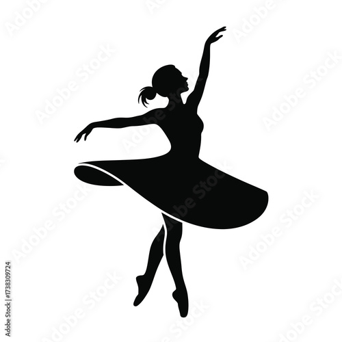 Elegant silhouette of a ballerina in a graceful dance pose
