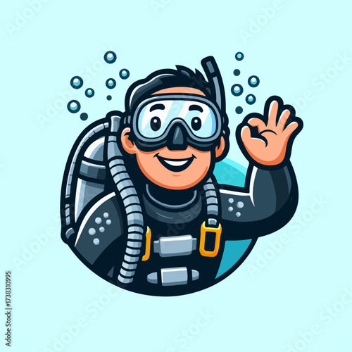 vector illustration cartoon of a diver