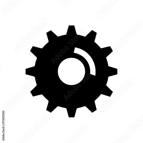 Illustration of a gear with inner circle on transparent background silhouette