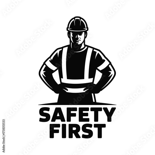 Silhouette of a construction worker wearing safety gear a powerful symbol of workplace safety