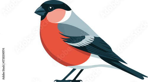 Vector art of charming bullfinch with vibrant colors